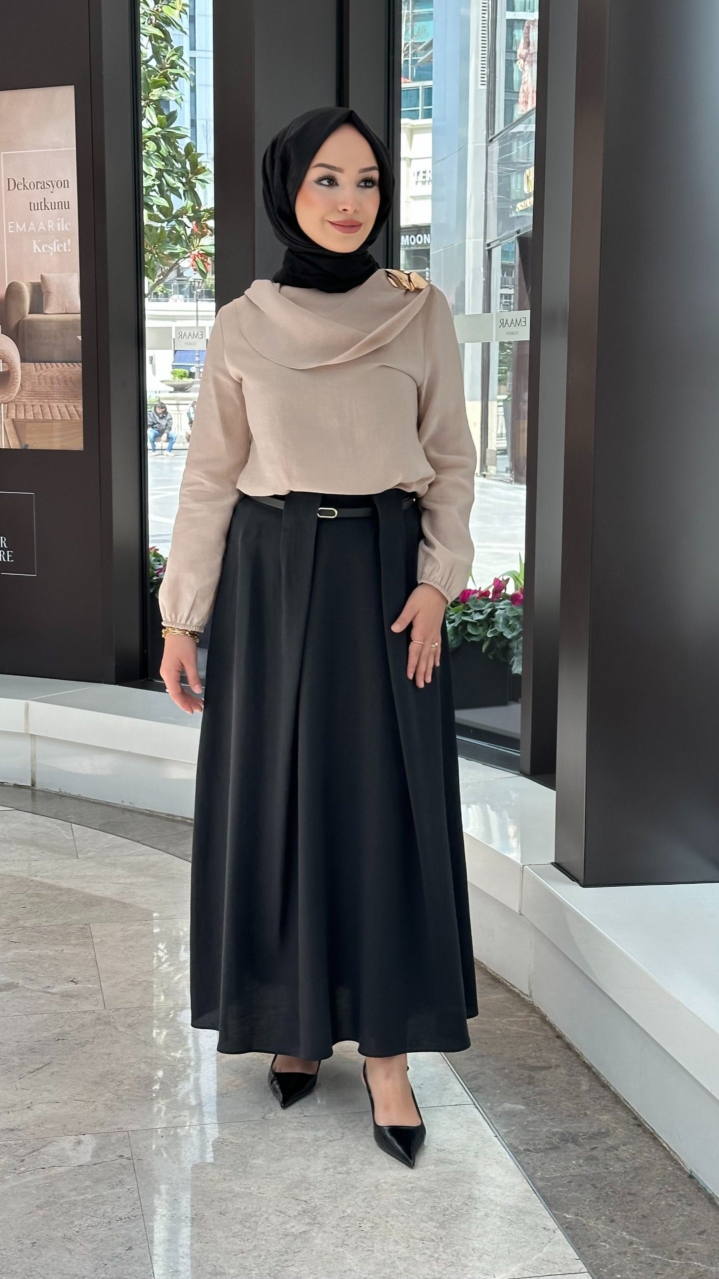 Şal Yaka Tencel Etekli Takım - Siyah
