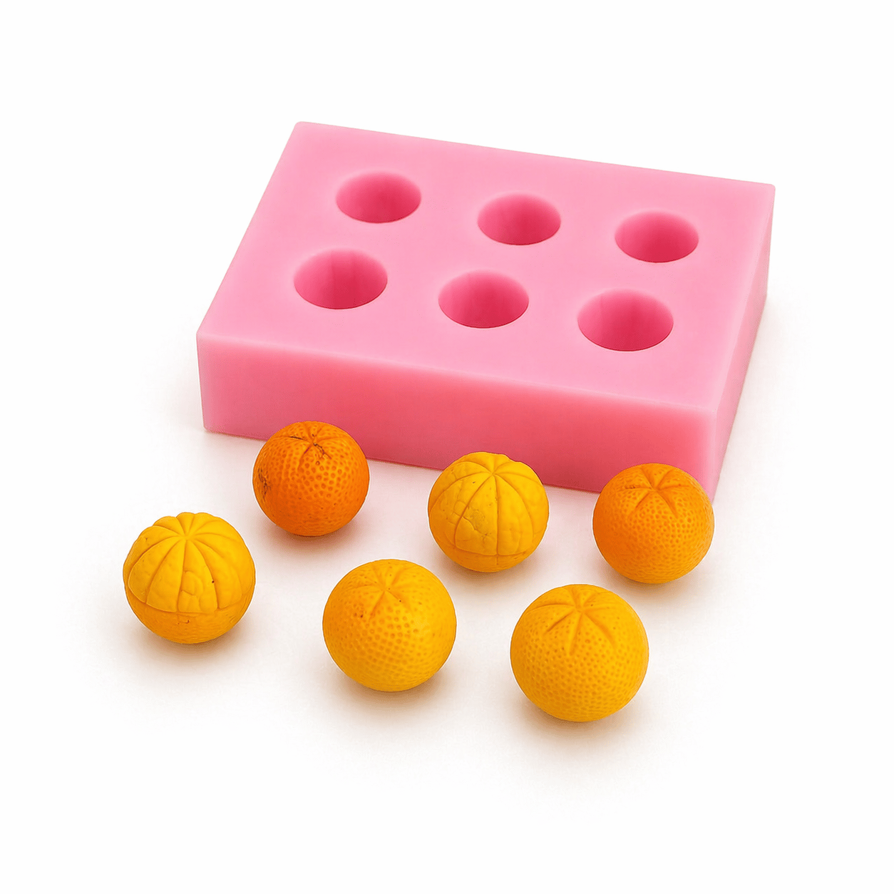 1083 - Silikon Kalıp Mum Kalıbı - 6lı Minik Portakal