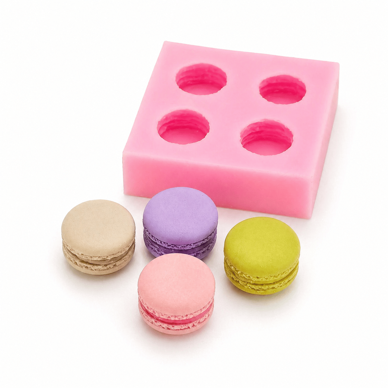 1085 - Silikon Kalıp Mum Kalıbı - Minik Makaron 4lü