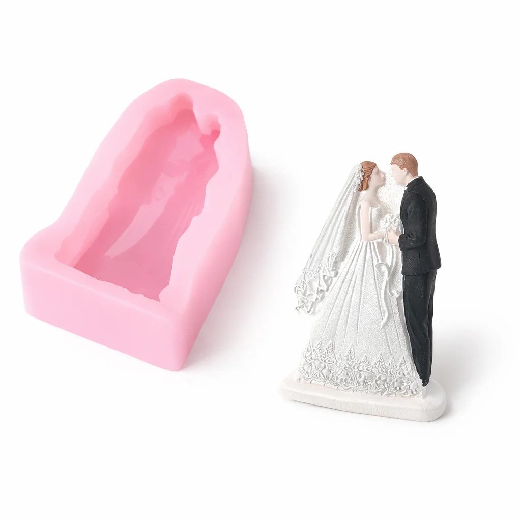 1090 - Silikon Kalıp Mum Kalıbı - Gelin ve Damat 2 Boyut
