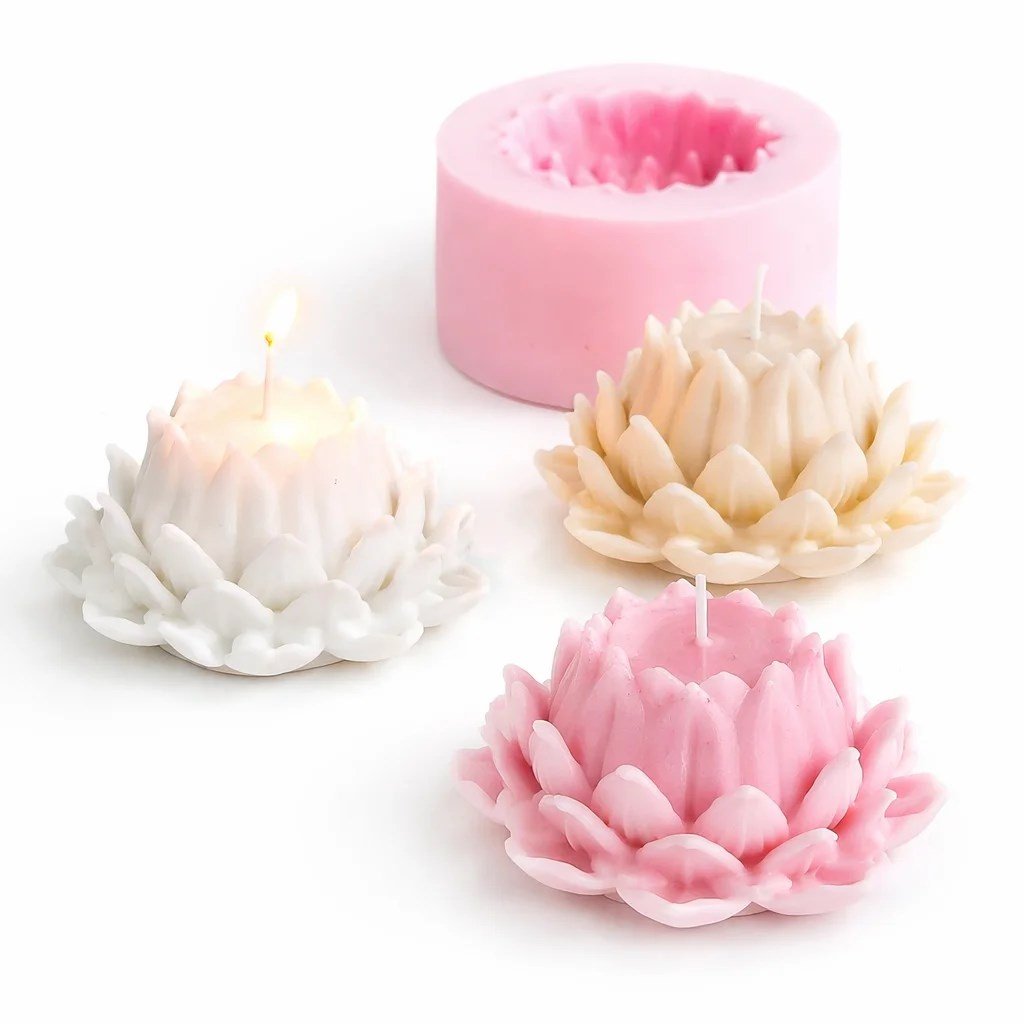 1140 - Silikon Kalıp Mum Kalıbı - Lotus