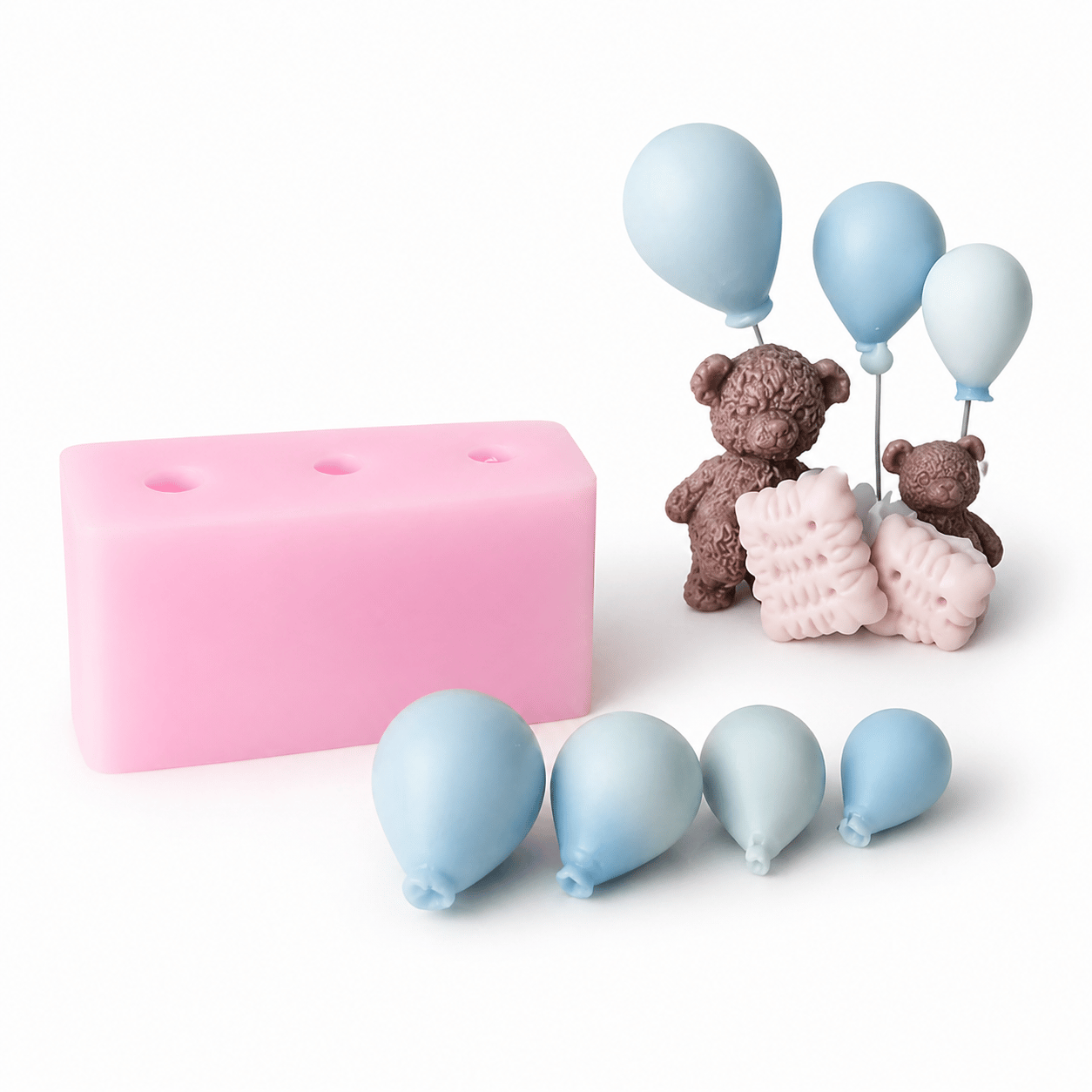 1178 - Silikon Kalıp Mum Kalıbı - 3B Balonlar
