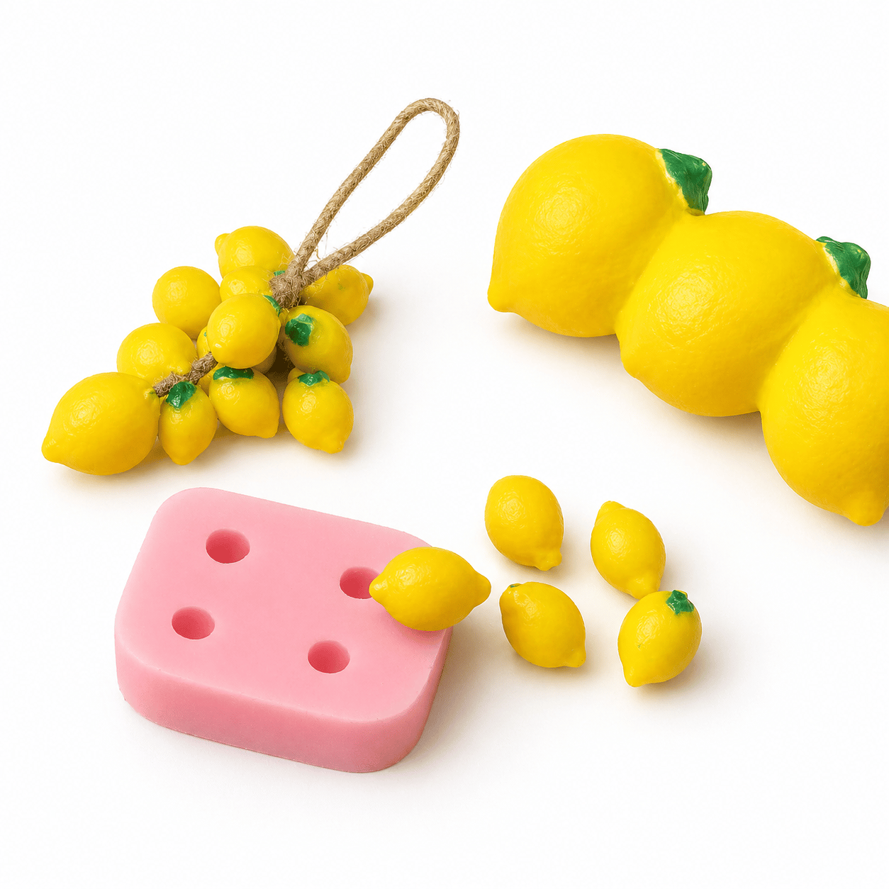 1247 - Silikon Kalıp Mum Kalıbı - 4lü Yaprak Detay Küçük Limon