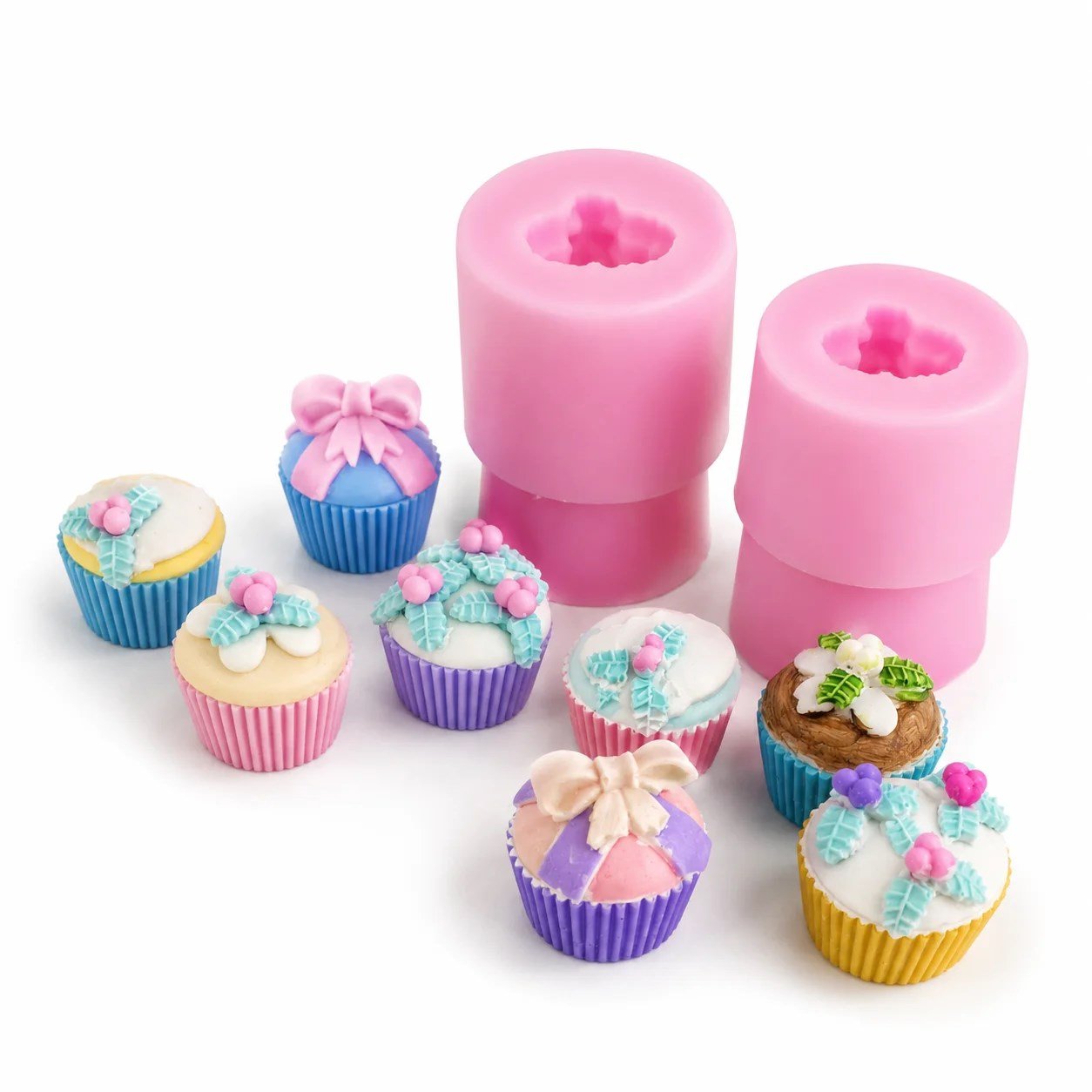 1261 - Silikon Kalıp Mum Kalıbı - Minik Cupcake 4lü
