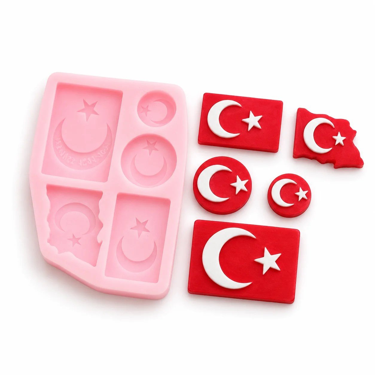 1275 - Silikon Kalıp Mum Kalıbı - Türk Bayrağı 5li