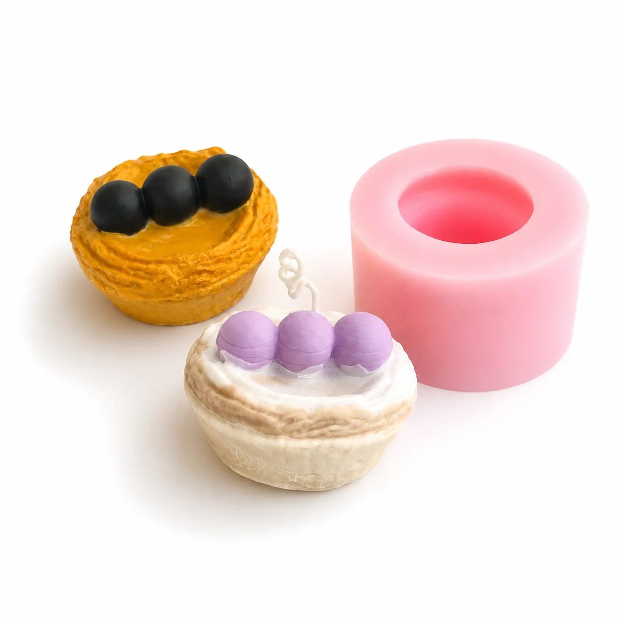 1329 - Silikon Kalıp Mum Kalıbı - Üzüm Taneli Cupcake