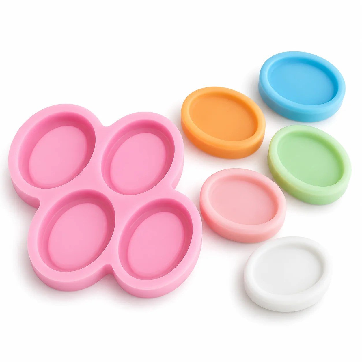 1359 - Silikon Kalıp Sabun Kalıbı - Oval Kenarlı Sabun 4lü