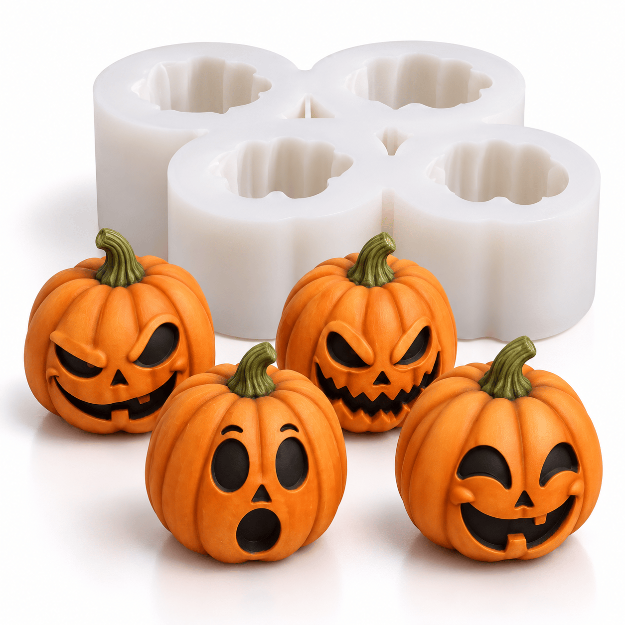 1448 -4'lü Jack O' Lantern Balkabağı Silikon Kalıbı
