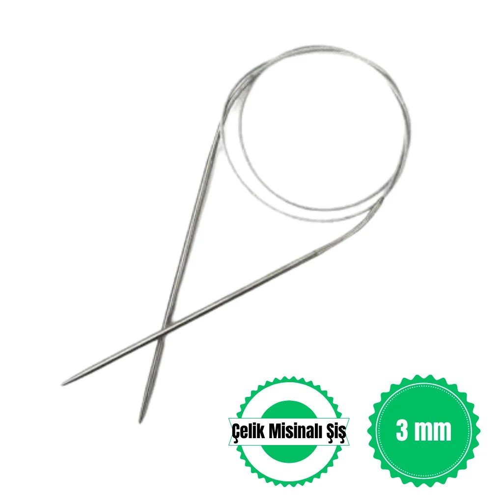 Çelik Misinalı Şiş 100 cm. 3 mm.