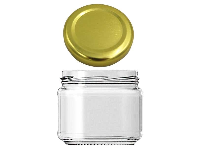 Mum Kavanozu Cam 300 ml. Gold Kapaklı (1 Adet)