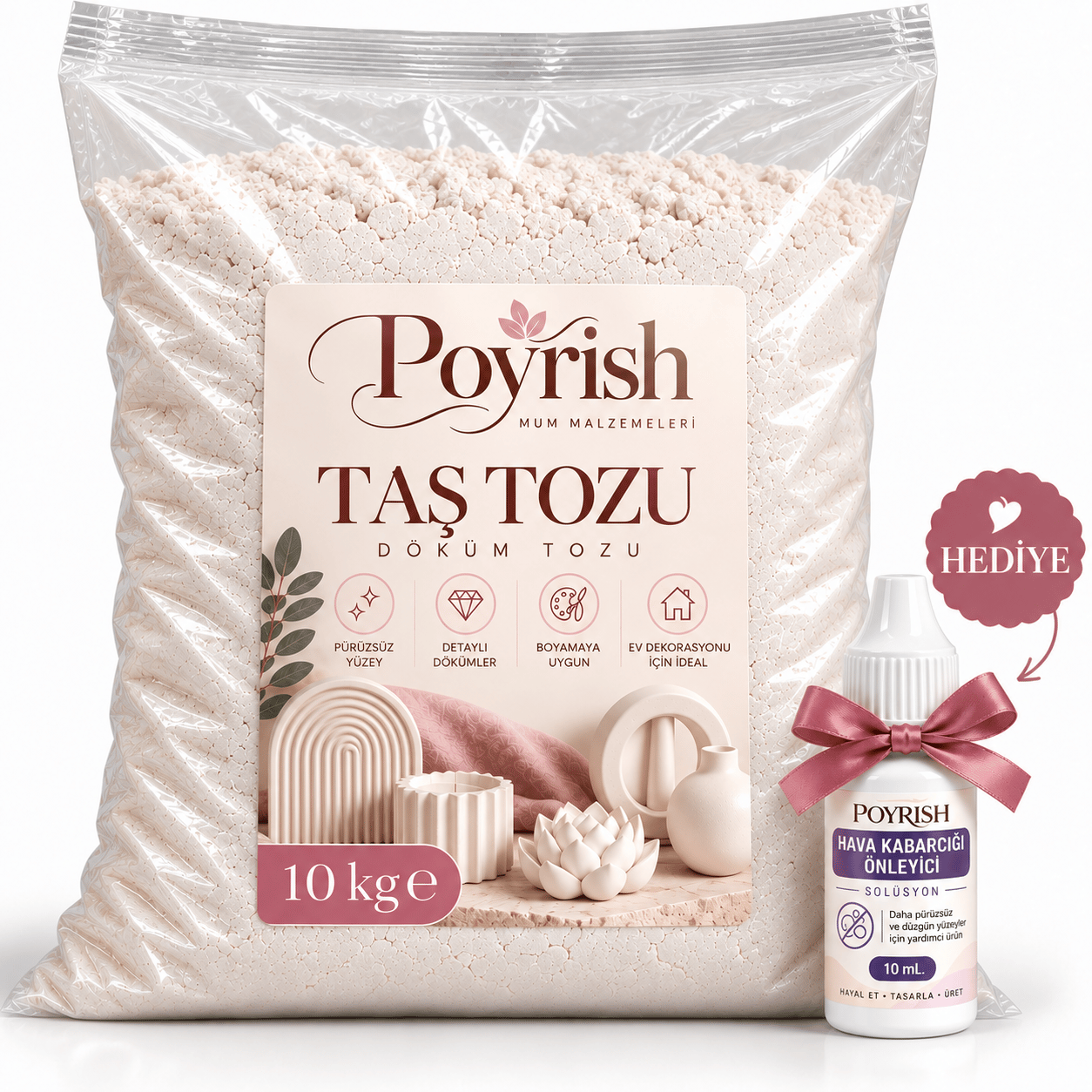 Taş Tozu 10 Kg. Beyaz, Silikon Kalıp İçin Hobi Harcı