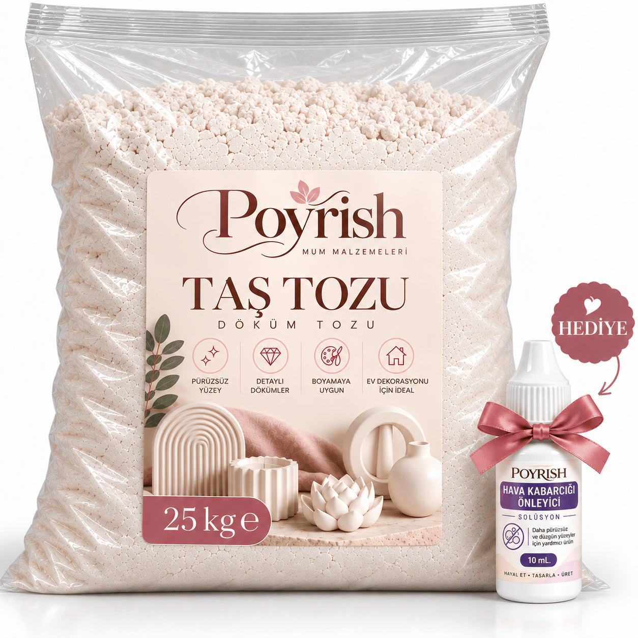 Taş Tozu 25 Kg. Beyaz, Silikon Kalıp İçin Hobi Harcı