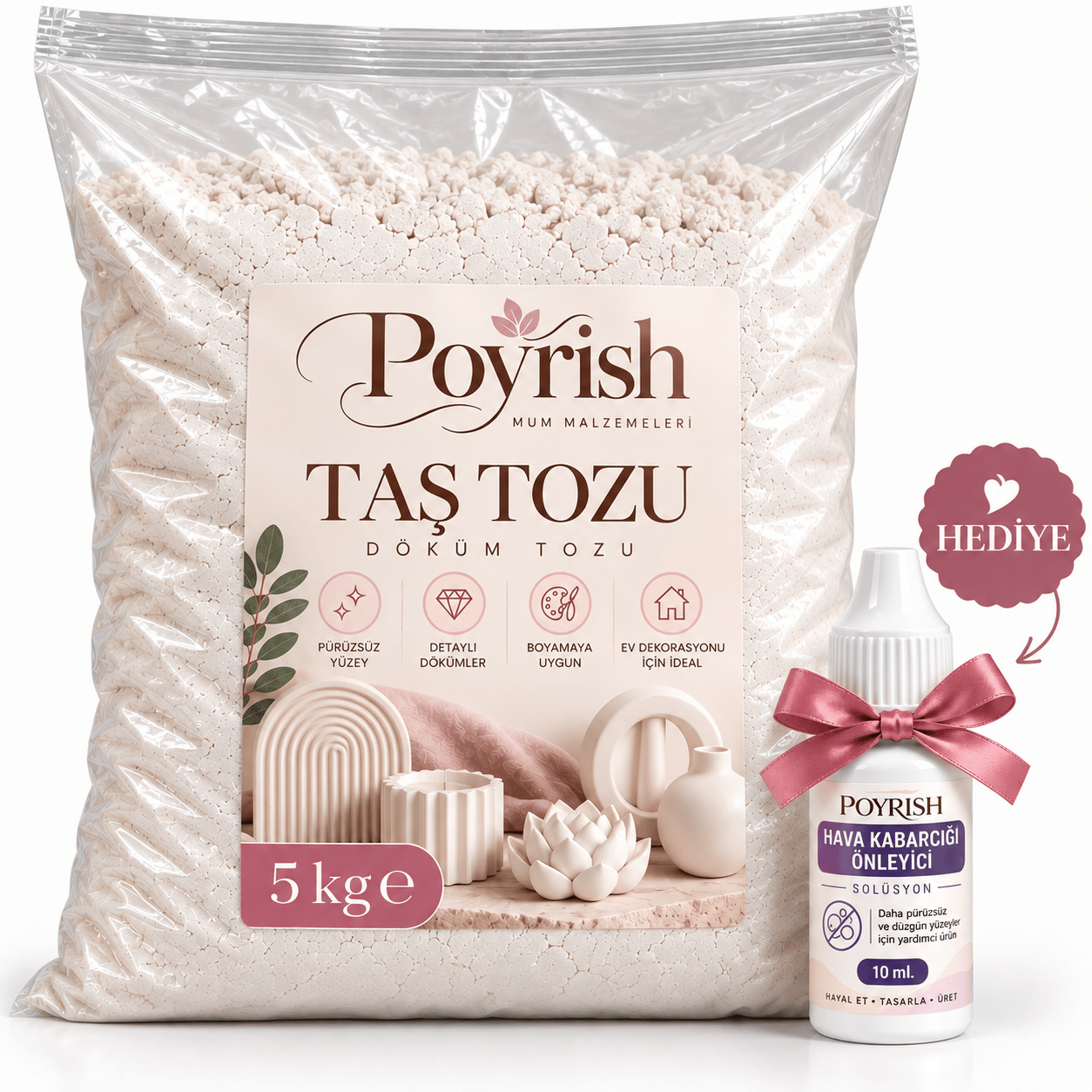 Taş Tozu 5 Kg. Beyaz, Silikon Kalıp İçin Hobi Harcı