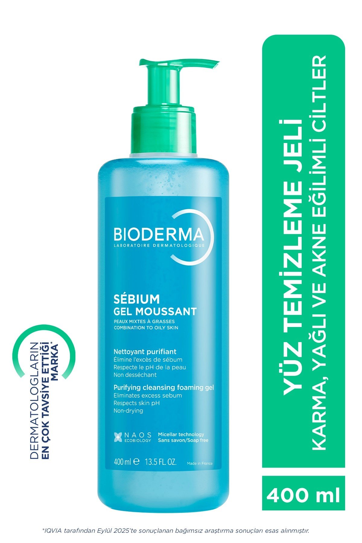 Bioderma Sebium Foaming Gel Karma Yağlı ve Akne Eğilimli Ciltler İçin Yüz Temizleme Jeli 400 ml