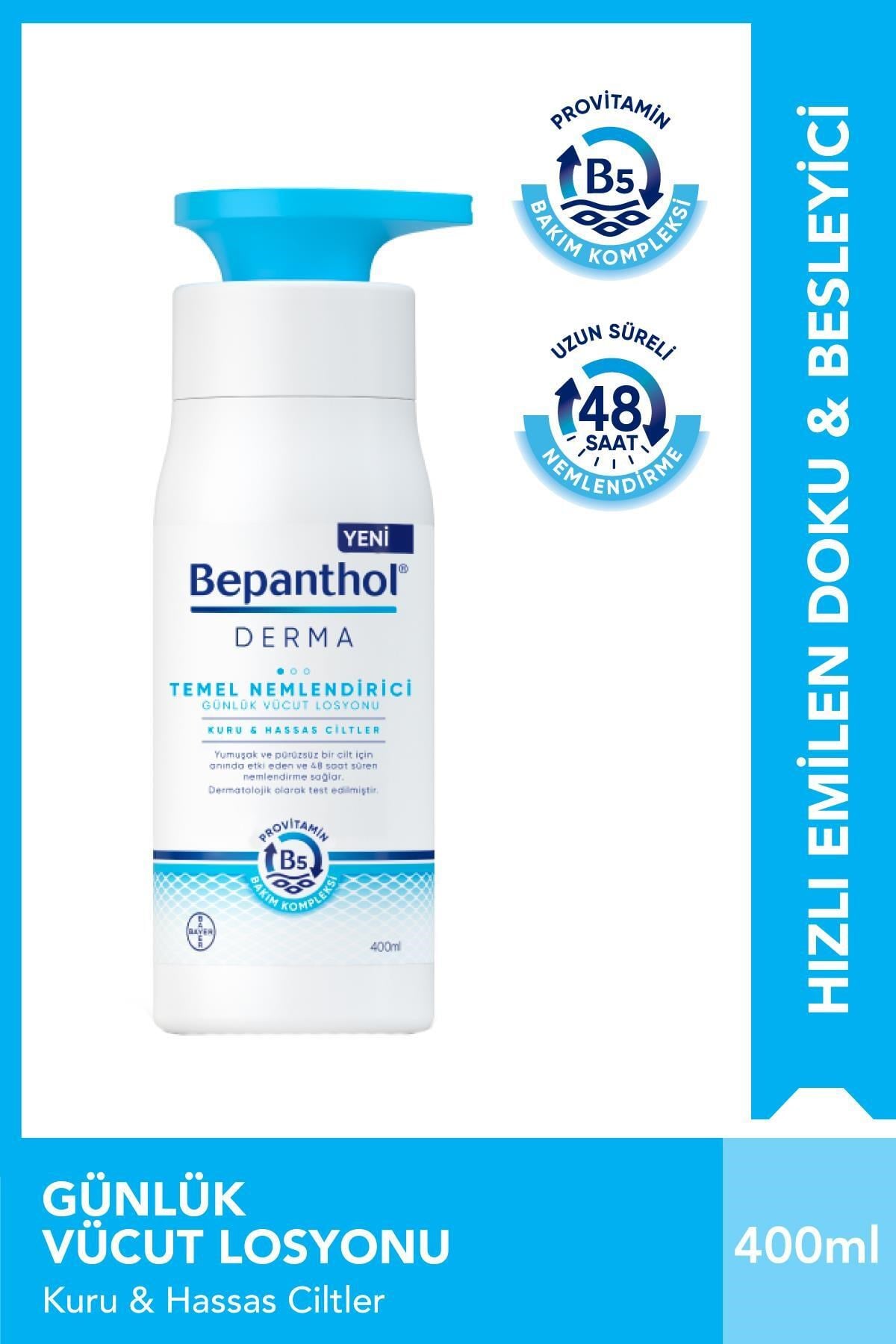 Derma Temel Nemlendirici Losyon 400 Ml Kuru, Hassas Ciltler, Günlük Yoğun Nemlendirici