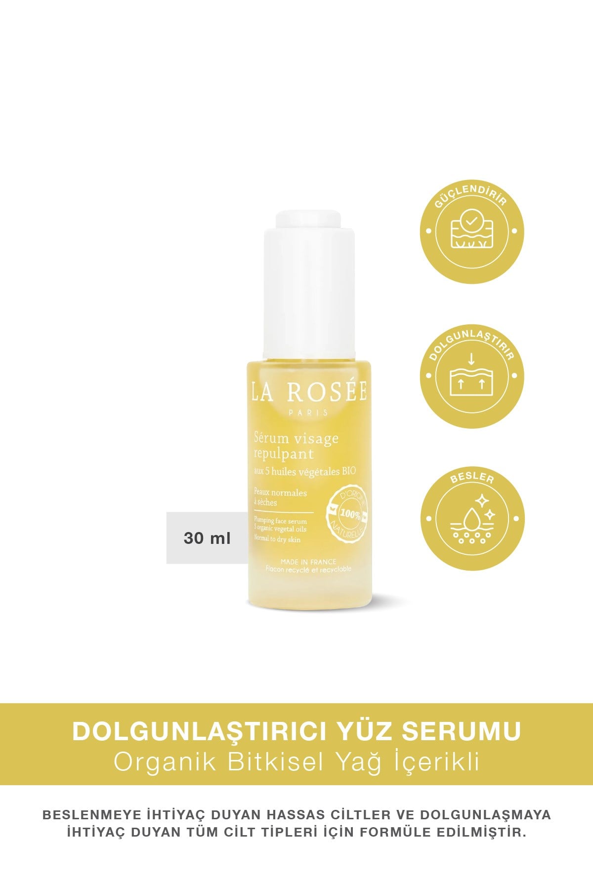 DOLGUNLAŞTIRICI YÜZ SERUMU 5 Organik Bitkisel Yağ İçerikli - 30 mL
