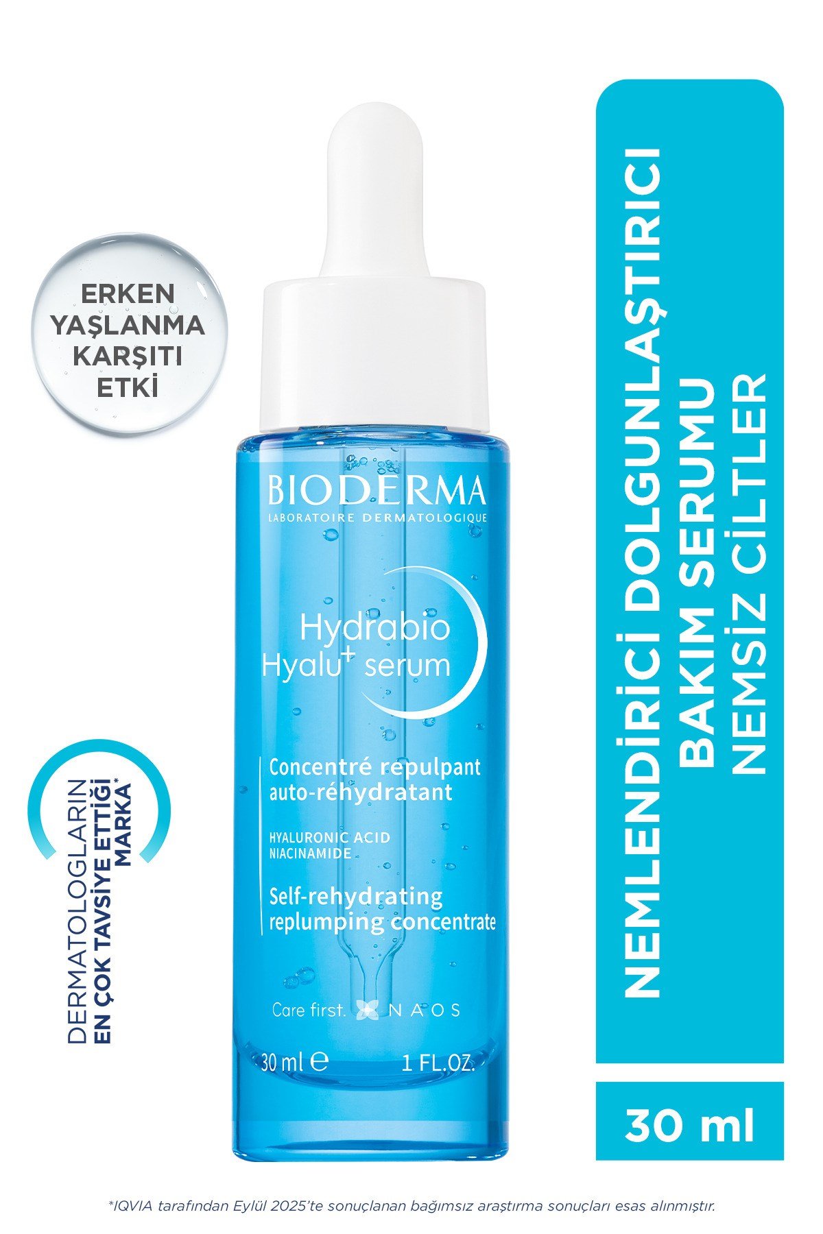 Hydrabio Hyalu+ Niasinamid & Hyaluronik Asit içeren Yaşlanma Karşıtı Nemlendirici Serum 30 ML