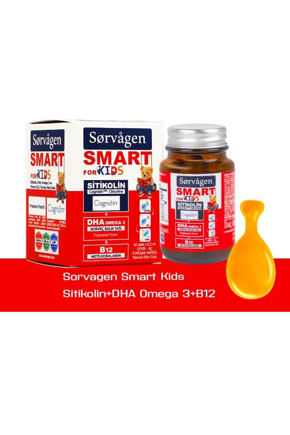 KIDS (Çocuklar için) SİTİKOLİN, DHA OMEGA 3 NORVEÇ BALIK YAĞI, B12 60 KAPSÜL