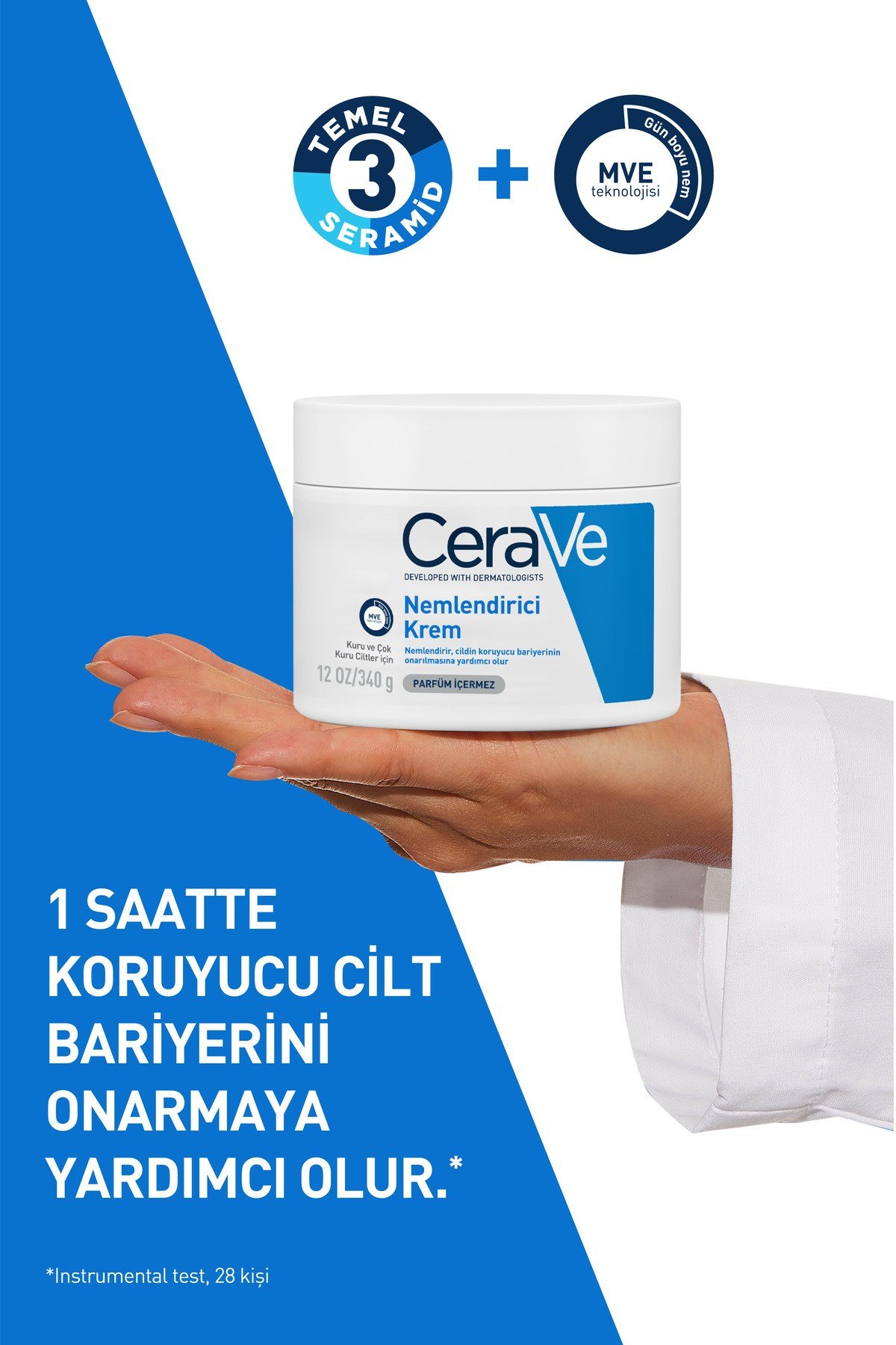 Kuru Ciltler için Seramid & Hyalüronik Asit İçeren Nemlendirici Yüz ve Vücut Kremi 340gr