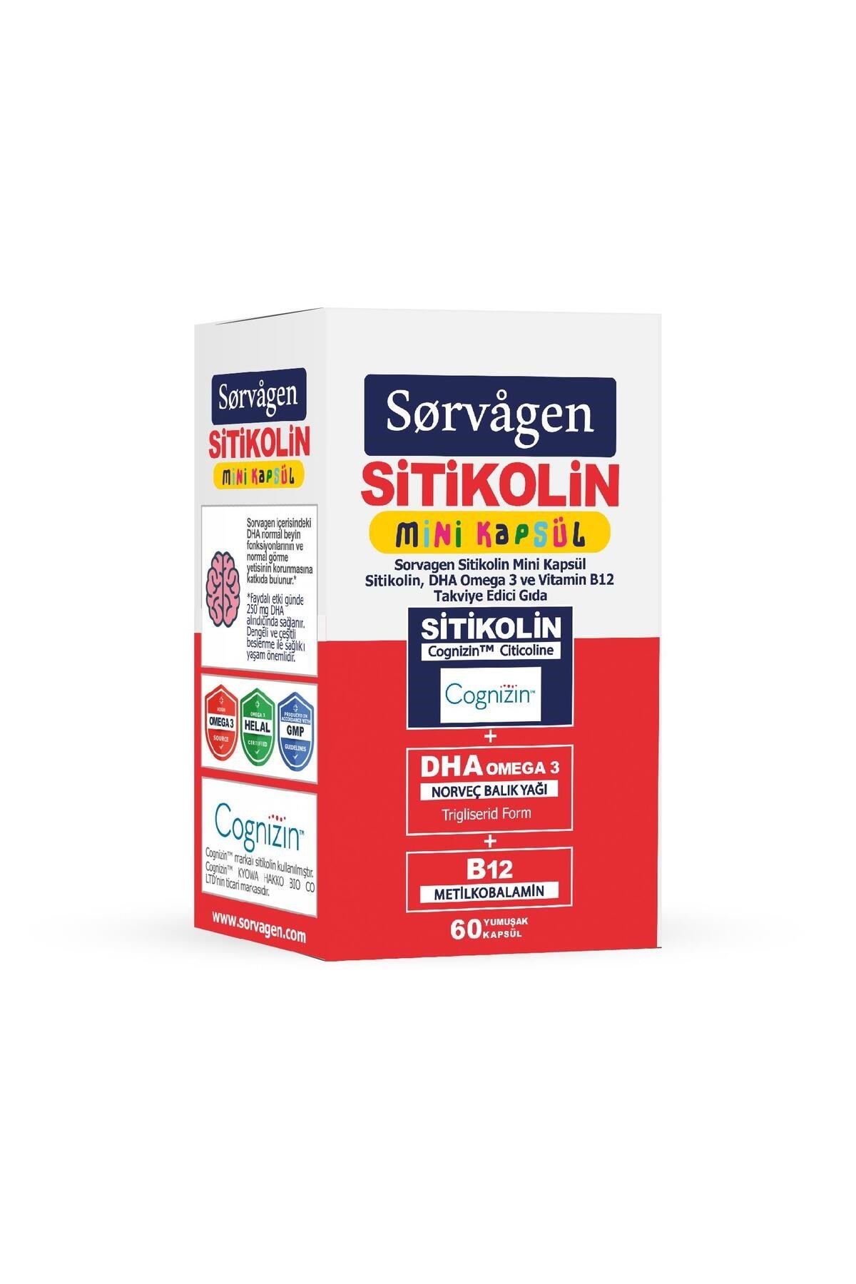 MİNİ KAPSÜL SİTİKOLİN, DHA OMEGA 3 VE B12 - 60 kapsül