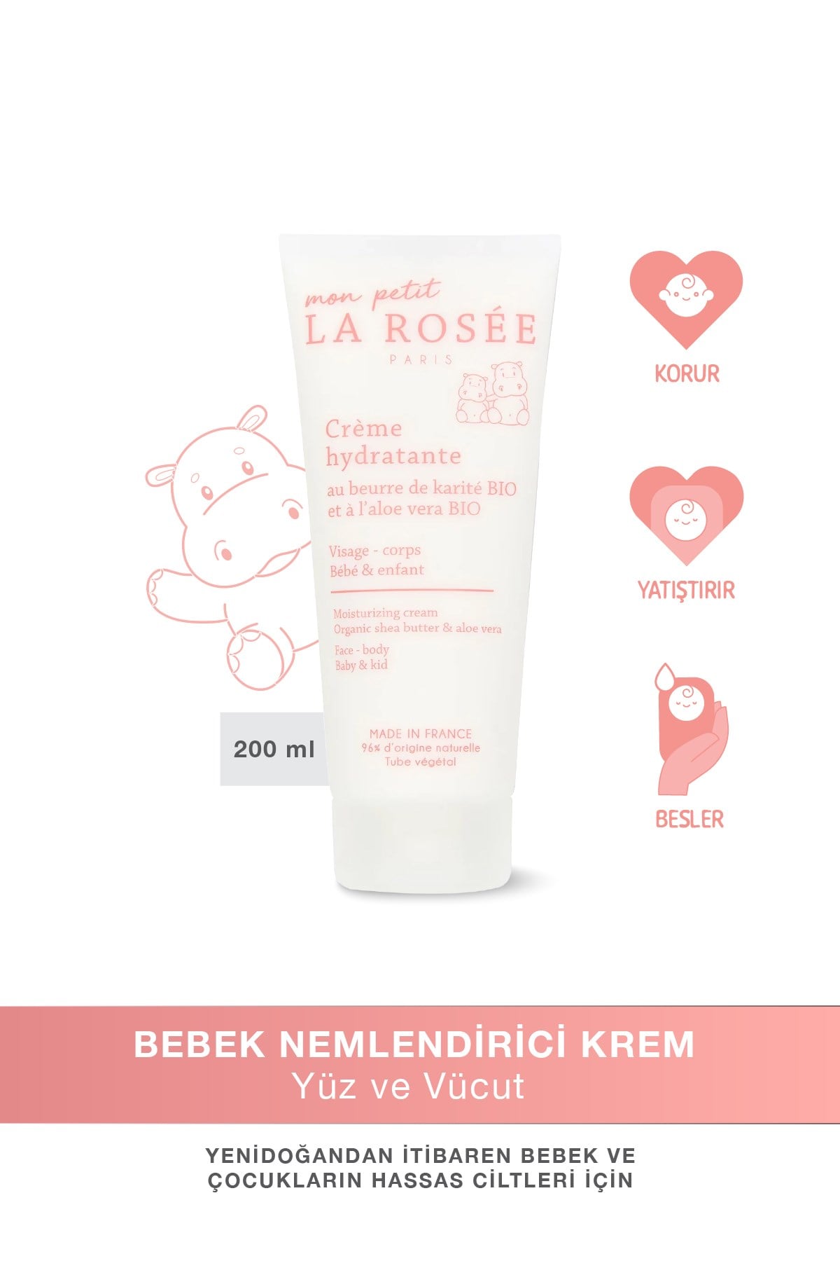 Mon Petit NEMLENDİRİCİ KREM Organik Shea Yağı ve Aloe Vera İçeren - 200 mL