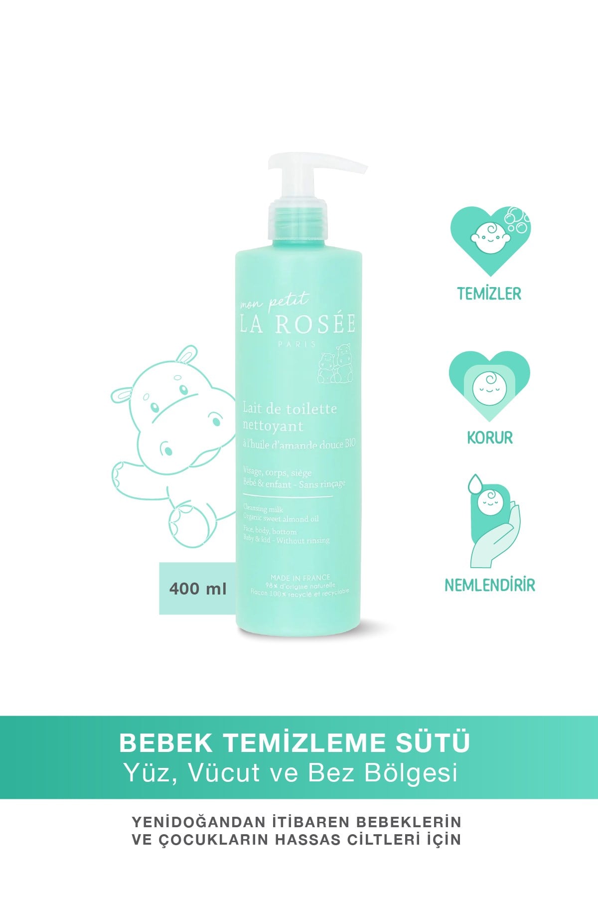 Mon Petit TEMİZLEME SÜTÜ Organik Tatlı Badem Yağı İçeren 400 mL