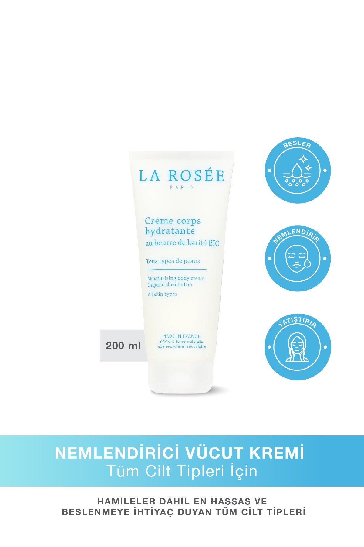 NEMLENDİRİCİ VÜCUT KREMİ Organik Shea Yağı İçeren - 200 ml