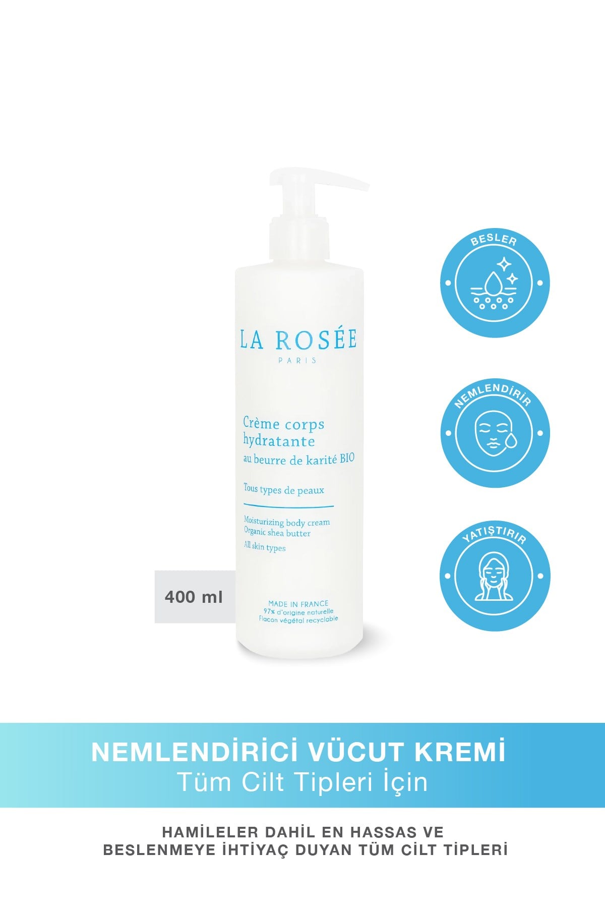 NEMLENDİRİCİ VÜCUT KREMİ Organik Shea Yağı İçeren - 400 ml