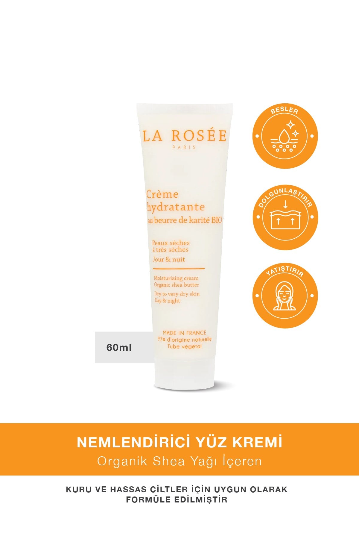 NEMLENDİRİCİ YÜZ KREMİ Organik Shea Yağı İçeren - 60 mL