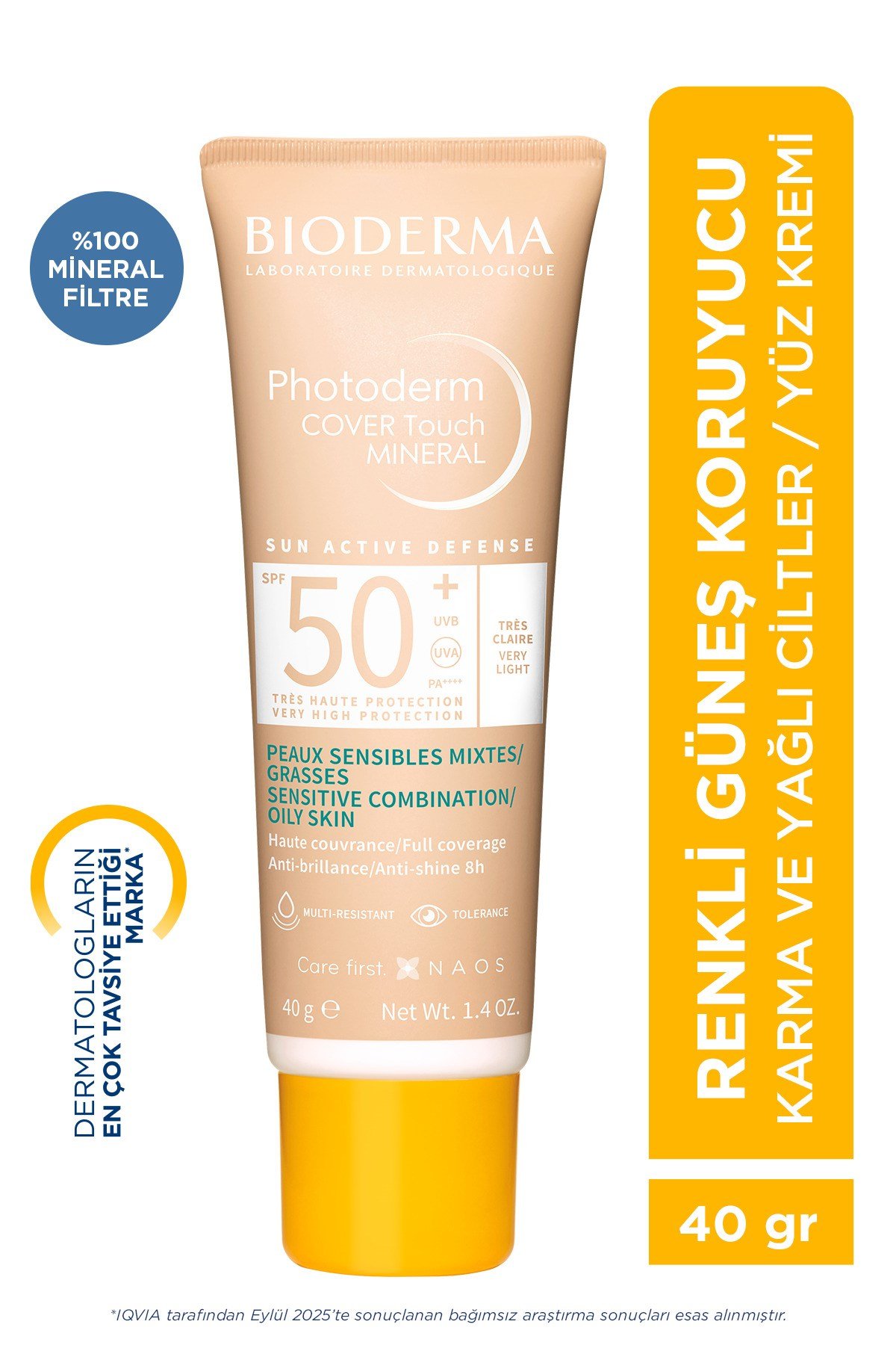 Photoderm Cover Touch SPF50+ Karma ve Yağlı Ciltler Kapatıcı Etkili Güneş Kremi Very Light 40 ML