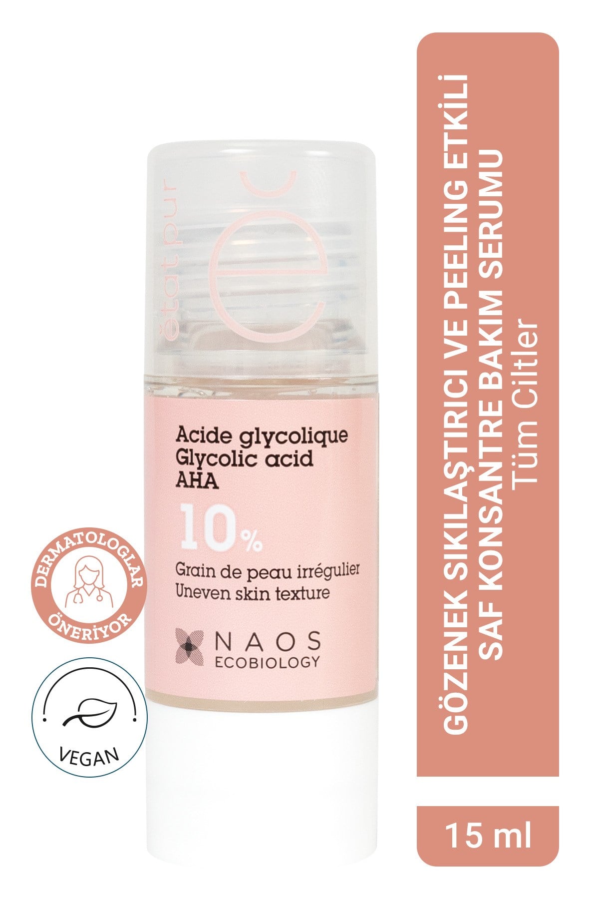 Pure Active Glikolik Asit %10 Aha Peeling Cilt Yenileme Etkili Saf Konsantre Cilt Bakım Serumu 15 ml