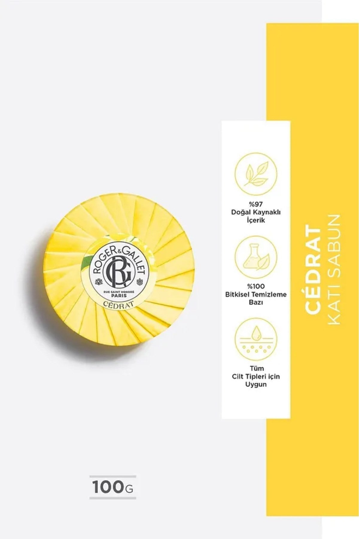 Roger & Gallet Cedrat Katı Sabun 100 g - Doğal Limon Özü & Ferahlatıcı Kalıcı Koku