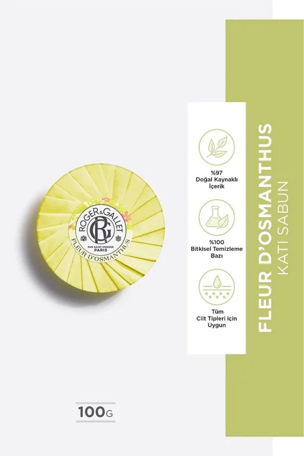 Roger & Gallet Fleur D'Osmanthus Katı Sabun 100 g - Doğal Osmanthus Özü & Kalıcı Ferah Koku