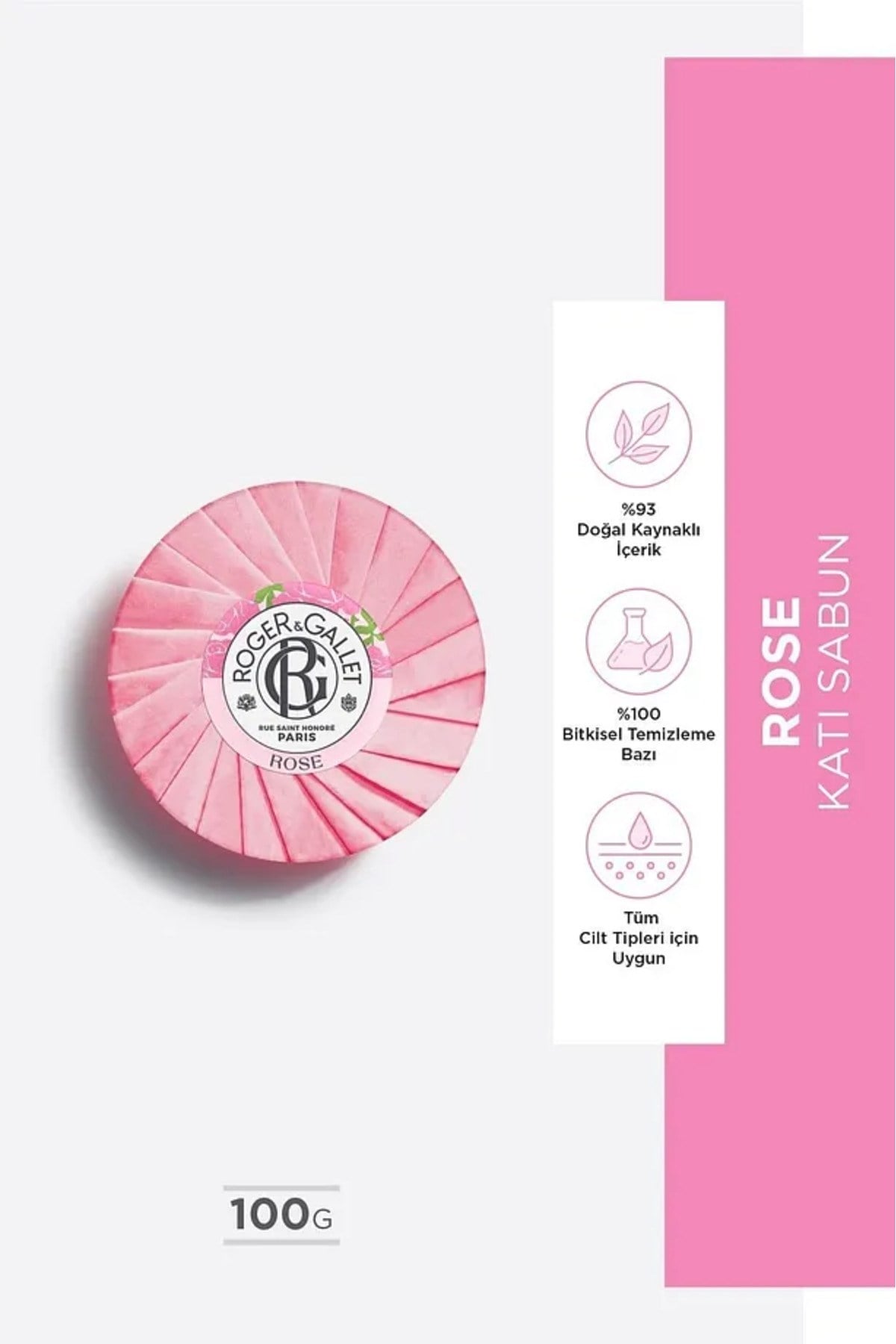 Roger & Gallet Rose Katı Sabun 100 g - Bitkisel Gül Özü & Kalıcı Doğal Koku