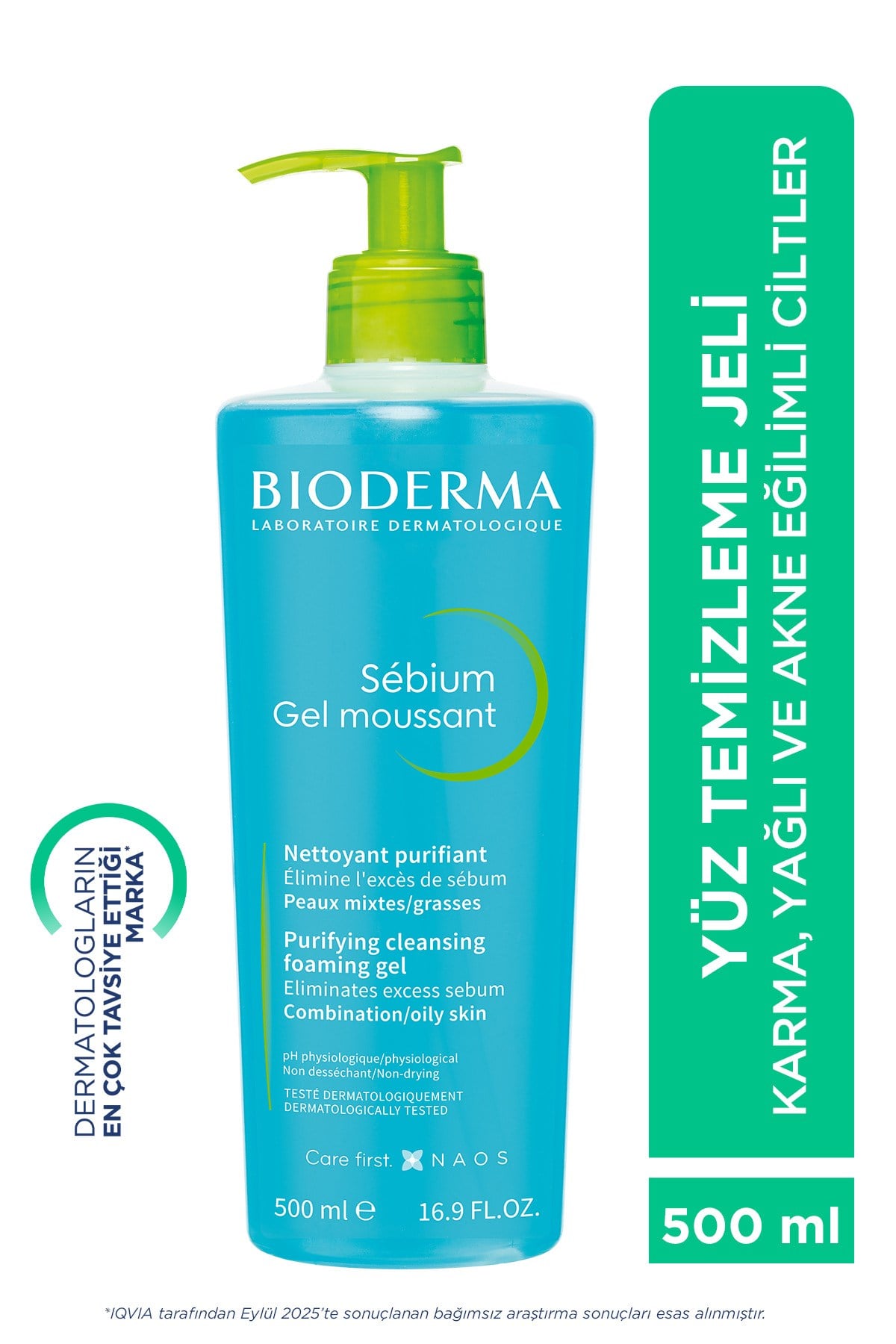 Sebium Foaming Gel Karma, Yağlı ve Akne Eğilimli Ciltler İçin Yüz ve Vücut Temizleme Jeli 500 ml