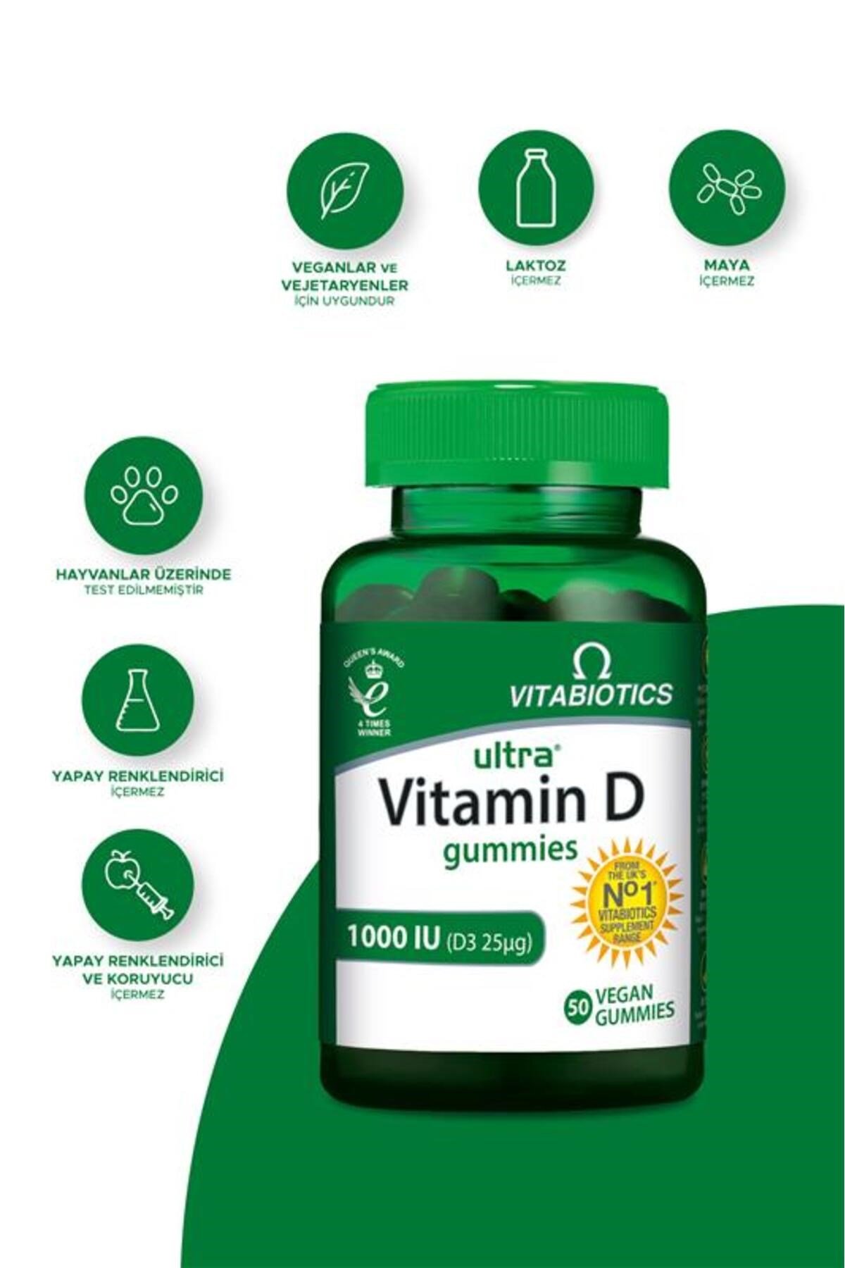 Ultra Vitamin D 1000 IU D3 Vitamini İçeren 50 Vegan Gummies