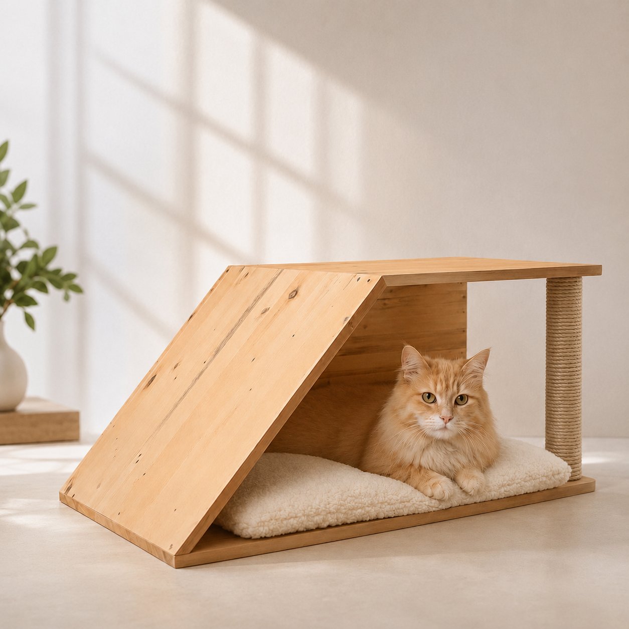 Ahşap kedi kopek evi