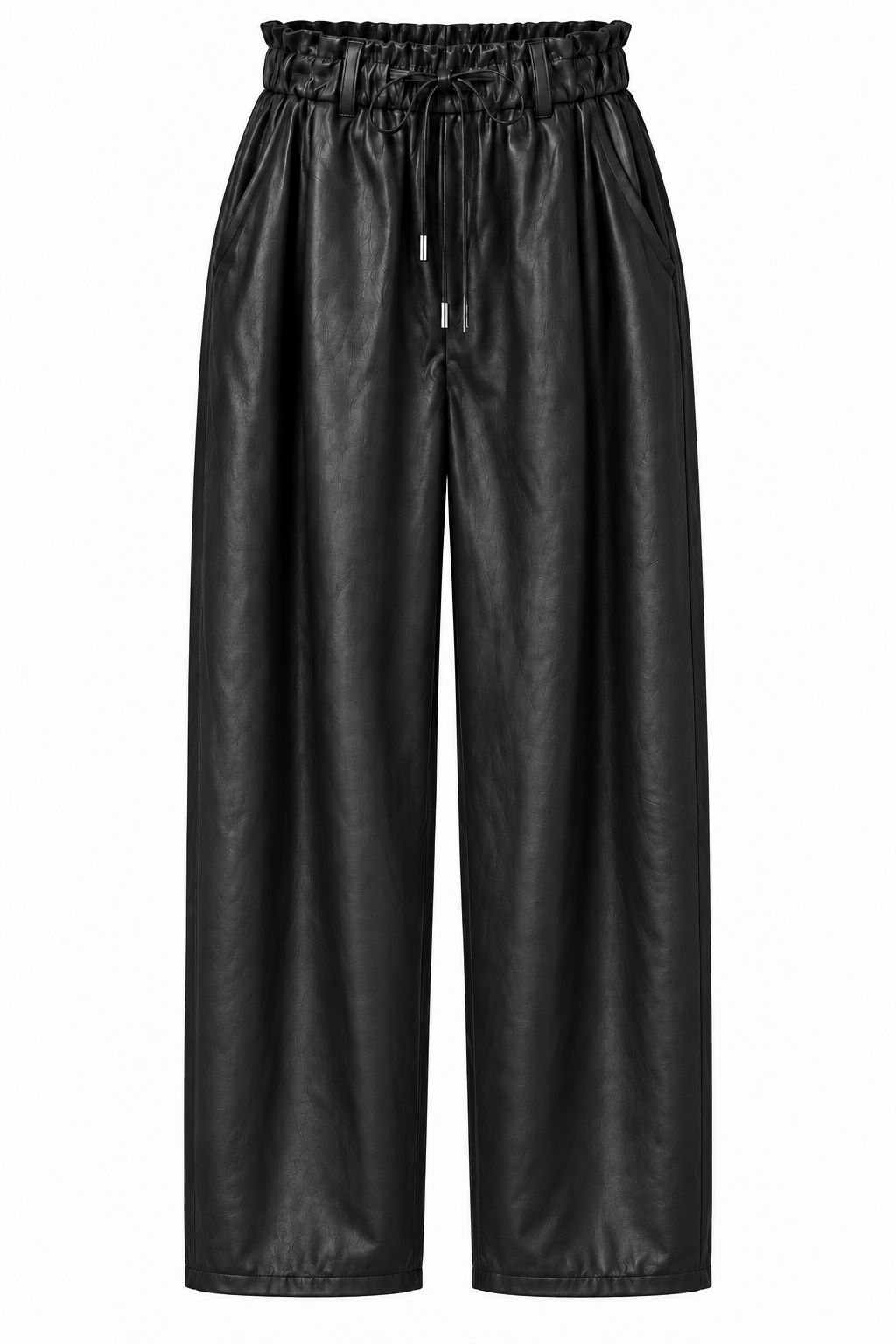 Clarice Deri Barrel Pantolon - Siyah