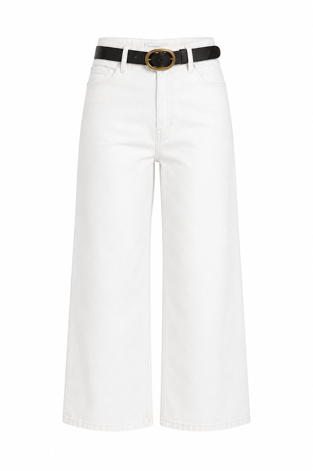 KEMERLİ WIDE LEG JEAN - BEYAZ