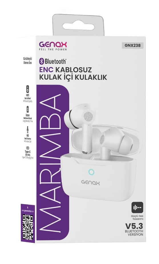 Genax GNX238 Marimba Bluetooth 5.3 ENC Kablosuz Kulak İçi Kulaklık