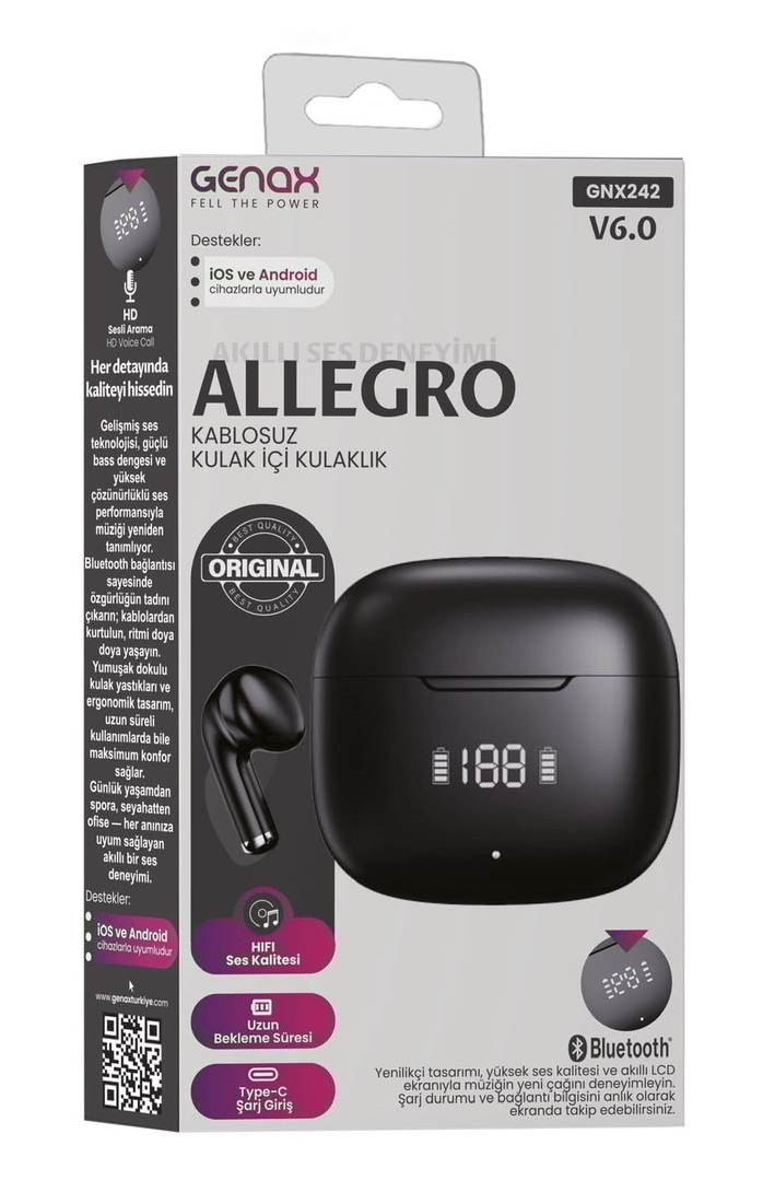 Toptan Bluetooth V6.0 LCD Ekranlı TWS Kablosuz Kulak İçi Kulaklık