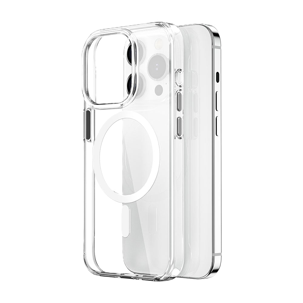 Toptan İphone MagSafe Uyumlu Metal Tuşlu Şeffaf Mika Kılıf