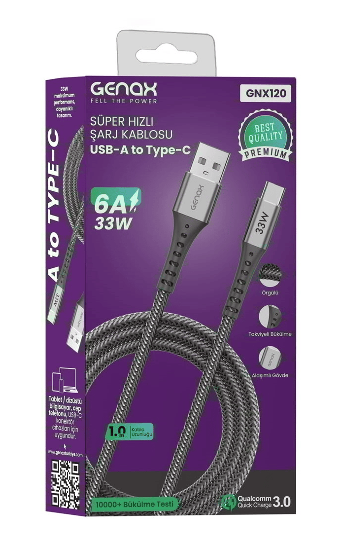 Toptan USB-A to Type-C Süper Hızlı Şarj Kablosu (33W / 6A)