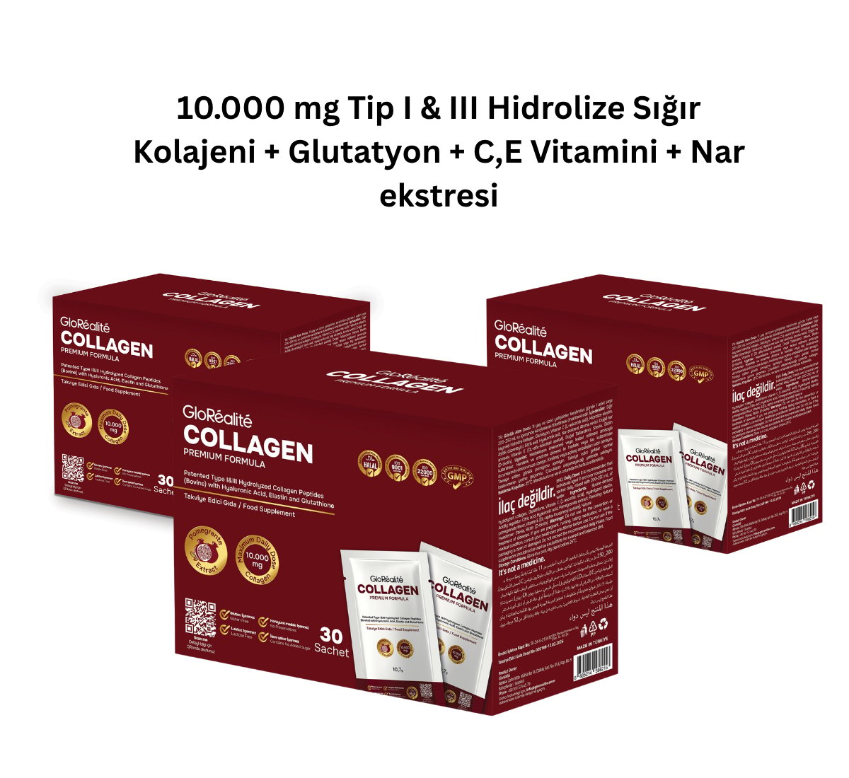 GloRéalité Premium Kolajen Kompleksi – 30 Saşe (3 Aylık Kullanım Paketi)