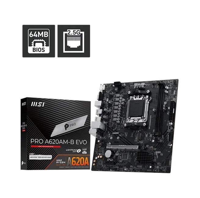 MSI PRO A620AM-B EVO AM5 Ryzen DDR5 Vga Hdmi