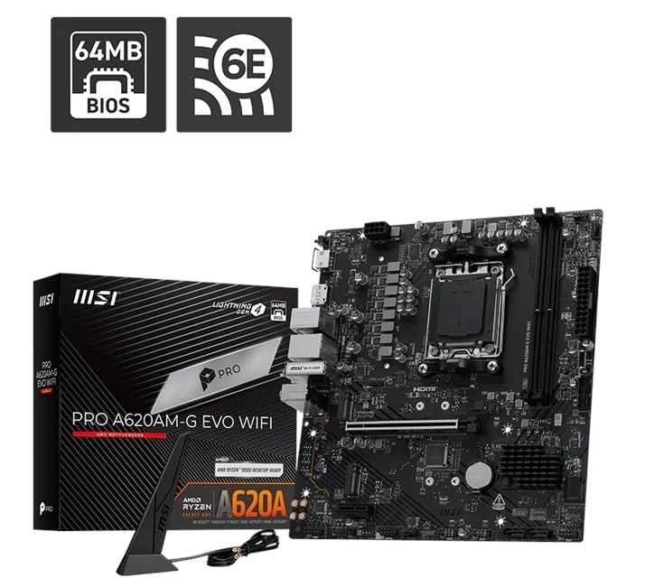 MSI PRO A620AM-G EVO WIFI AM5 Ryzen DDR5 Dp Hdmi