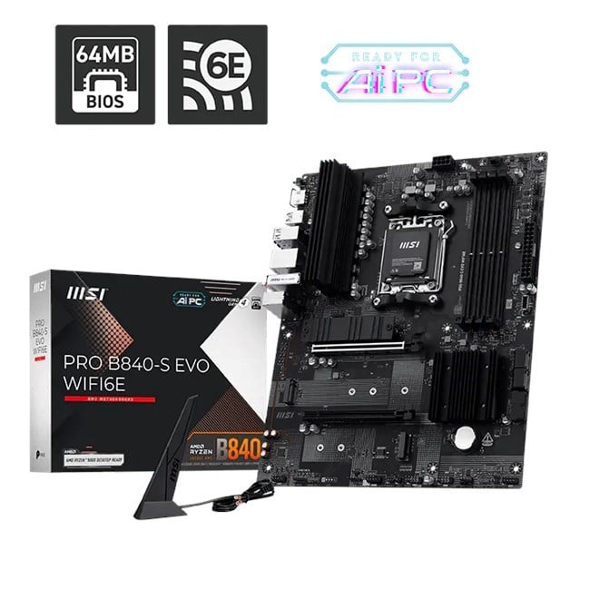 MSI PRO B840-S EVO WIFI6E AM5 D5 Hdmi Type-C