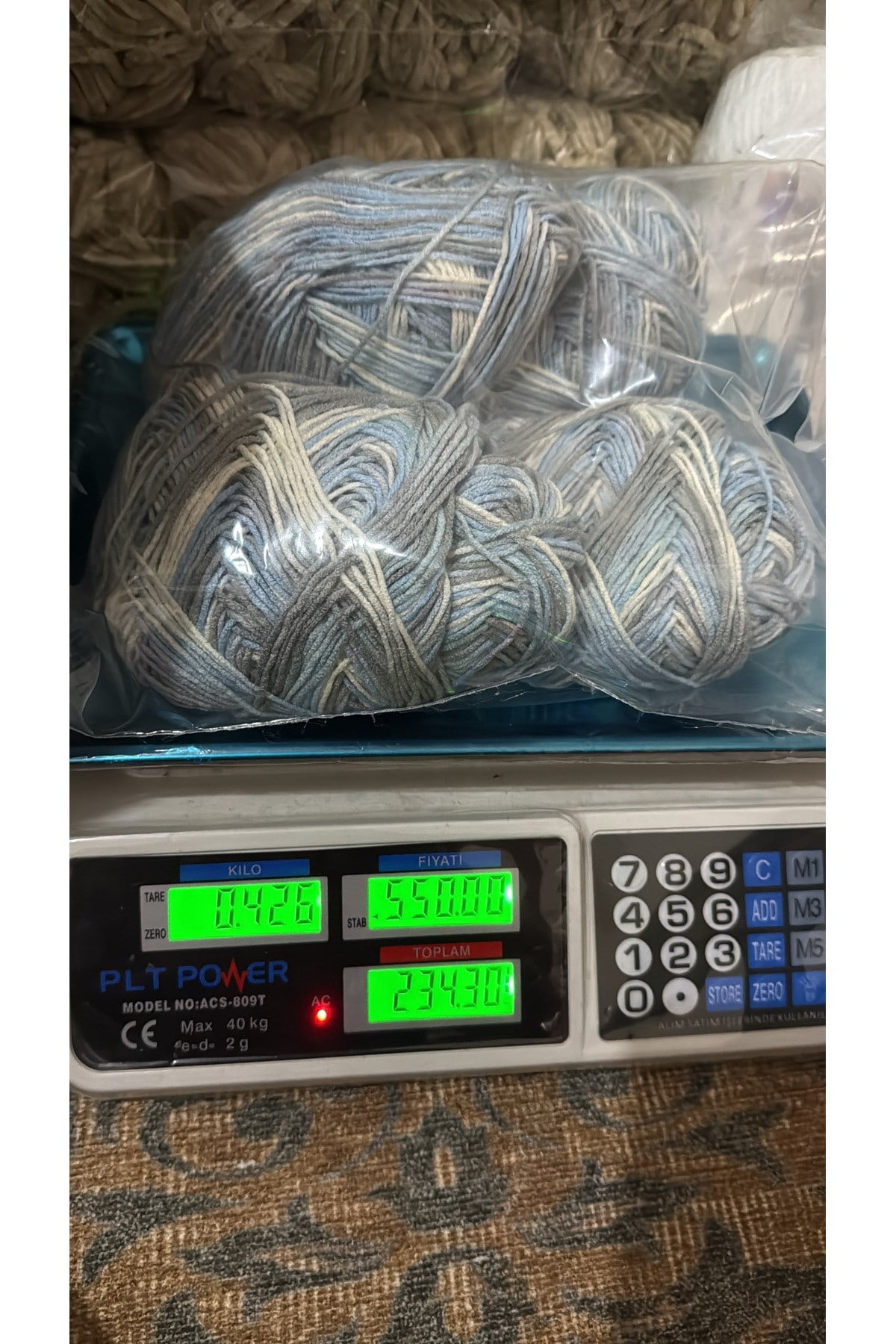 Himalaya bambu koton ebruli ip (426 gram) mavi