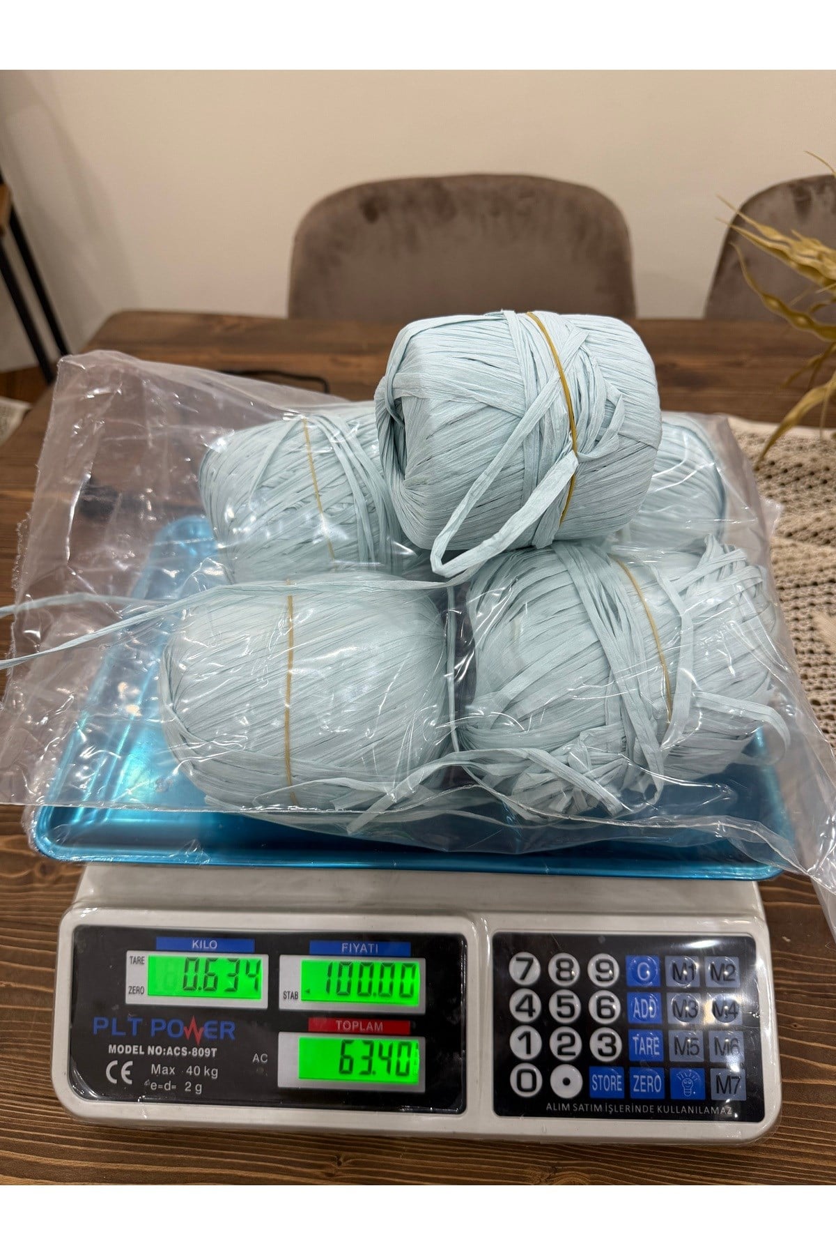 Himalaya fibra natura rafya ip(634 gram)buz mavisi