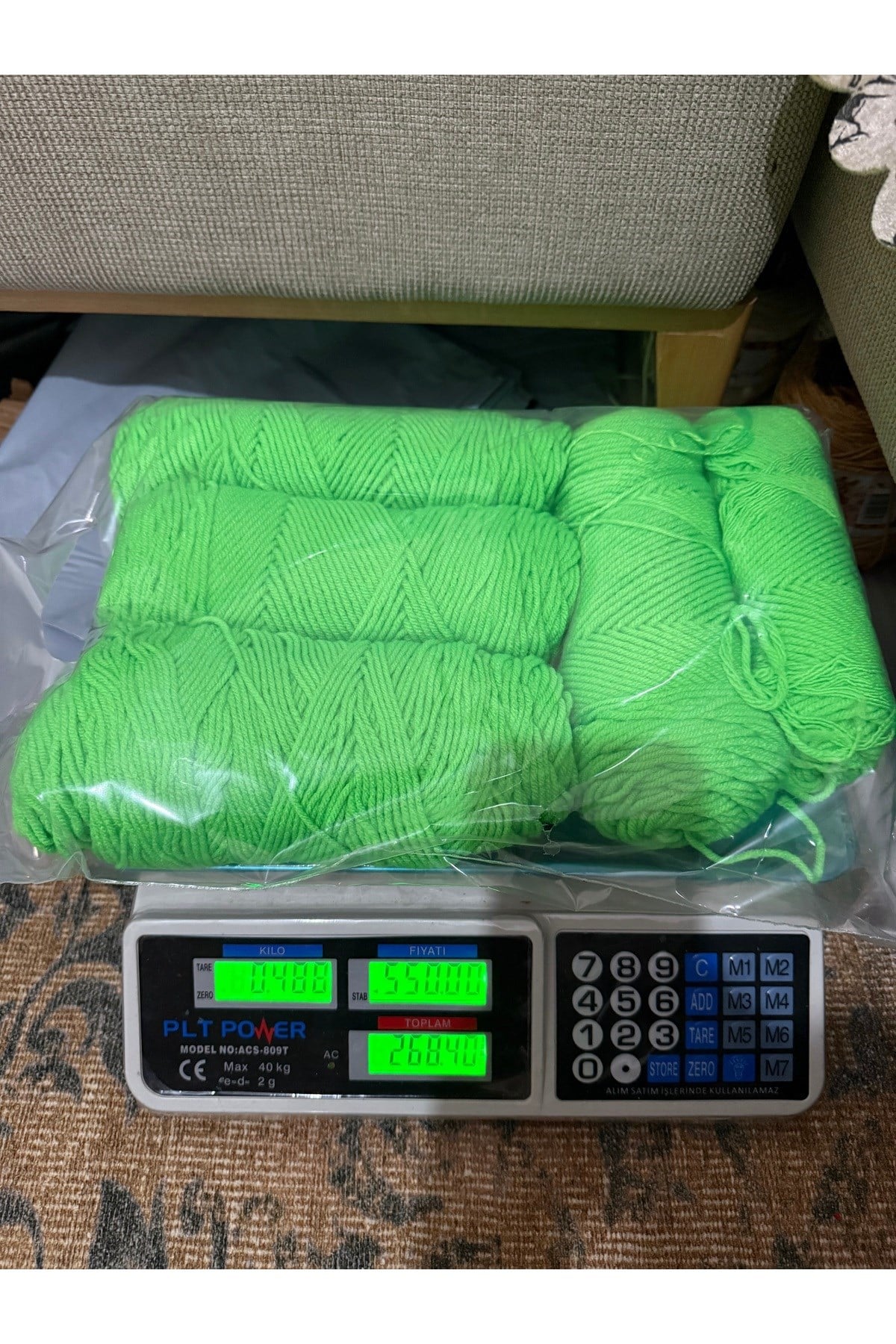 Himalaya sarım neon yeşil örgü ipi (488 gram)
